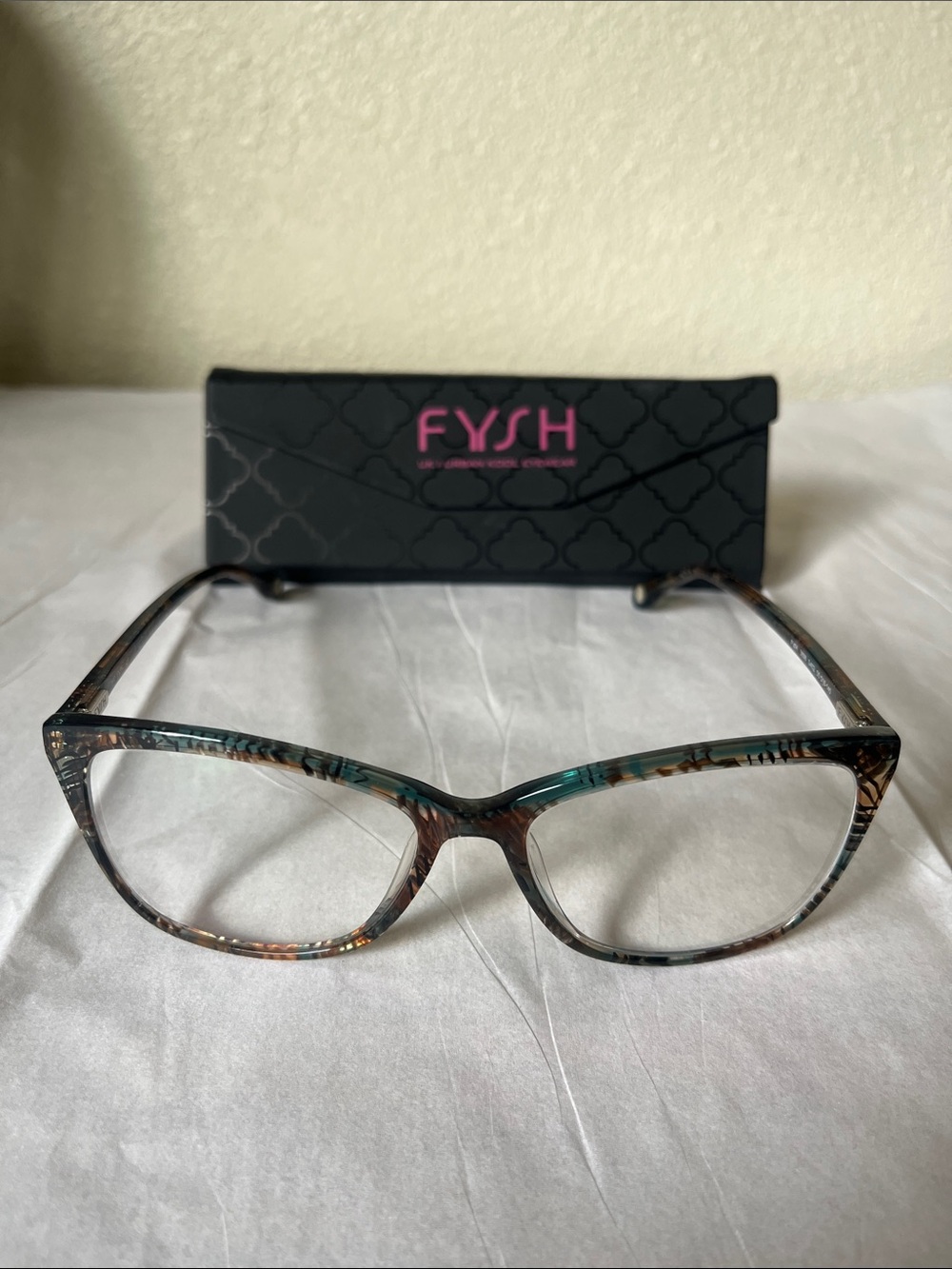 Women’s Multitone Cat-Eye Glasses — Brown & Teal Frame